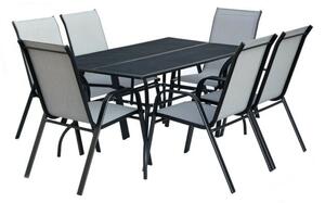 ROJAPLAST ZWMT-83 SET fém kerti asztal, fekete, 6 db székkel