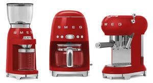 50-es évekbeli, Retro stílusú Espresso / Cappucino karos kávéfőző, 15 bar, 2 adag, piros - SMEG