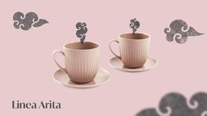 Porcelán, eszpresszó csésze készlet, 2 db., 110 ml, rózsaszín - WD Lifestyle
