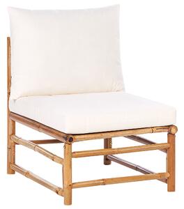 Ötszemélyes bambusz ülőgarnitúra dohányzóasztallal és törtfehér párnákkal CERRETO
