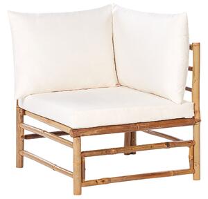 Ötszemélyes bambusz ülőgarnitúra dohányzóasztallal és törtfehér párnákkal CERRETO