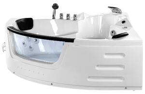 Fehér whirlpool masszázskád LED világítással 214 x 155 cm MARTINICA