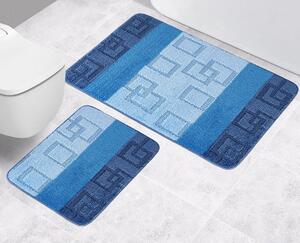 Bellatex Bany Kockák fürdőszobai szőnyegkészlet kék, 60 x 100 cm, 60 x 50 cm