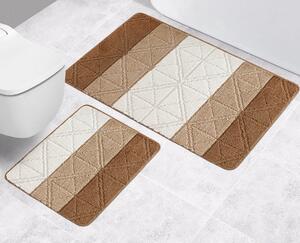 Bellatex Bany Háromszögek fürdőszobai szőnyegkészlet barna, 60 x 100 cm, 60 x 50 cm