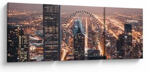 Fényes metropolisz képe (órával) (90x30 cm)