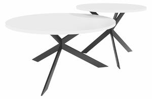 Dohányzóasztal szett Oswego 108, Laminált forgácslap, Fém, 36cm, Fehér, Fekete