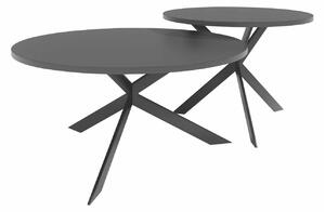 Dohányzóasztal szett Oswego 108, Laminált forgácslap, Fém, 36cm, Fekete