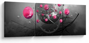 Rózsaszín absztrakt gömbök képe (órával) (90x30 cm)