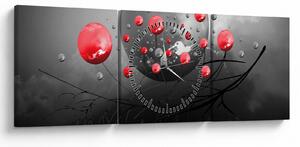 Piros absztrakt gömbök képe (órával) (90x30 cm)