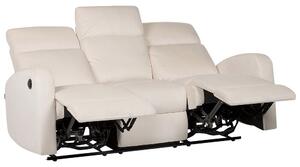 Háromszemélyes fehér bársony elektromosan állítható támlájú kanapé VERDAL