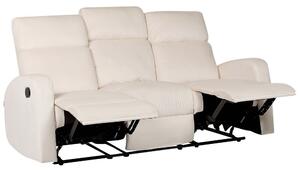 Háromszemélyes fehér bársony manuálisan állítható támlájú kanapé VERDAL