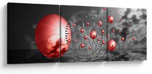 Piros gömbök képe (órával) (90x30 cm)