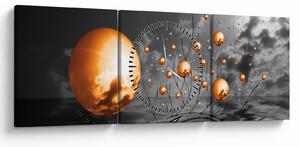 Narancssárga absztrakt gömbök képe (órával) (90x30 cm)