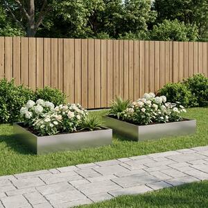VidaXL Kerti cserép 2 db Ezüst 100 x 100 x 20 cm Horganyzott Acél