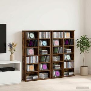 VidaXL CD szekrény 2 db Füstös Tölgy 60 x 17 x 92 cm Szerelt Fa