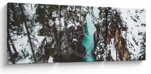 Kép - hegyi folyó télen (órával) (90x30 cm)