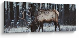 Kép - szarvas télen (órával) (90x30 cm)