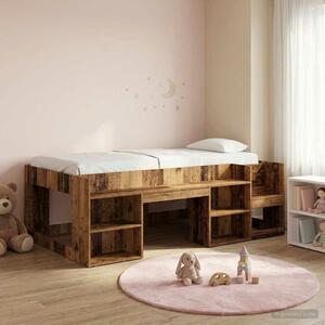 VidaXL Gyerekágy keret tárolóval Antik Fa 80 x 200 cm Szerelt Fa