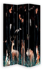 Gario Paraván Sötét erdo és erdei állatok Méret: 110 x 170 cm, Kivitelezés: Klasszikus paraván