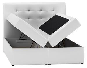 Stefani kárpitozott boxspring ágy, fekete, fehér, 160 + ingyenes topper