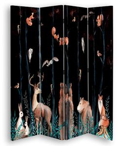 Gario Paraván Sötét erdo és erdei állatok Méret: 145 x 170 cm, Kivitelezés: Klasszikus paraván