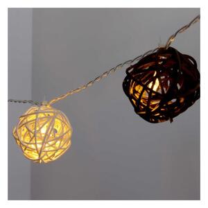 Iris Gömb alakú fonott/rattan/4m/fehér + barna/20db LED-es/3xAA elemes fénydekoráció