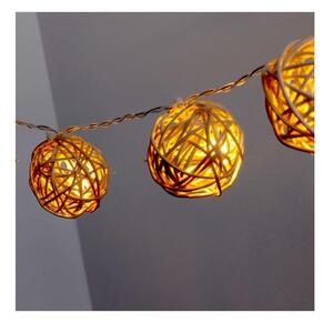 Iris Gömb alakú fonott/rattan/1,5m/meleg fehér/10db LED-es/3xAA elemes fénydekoráció