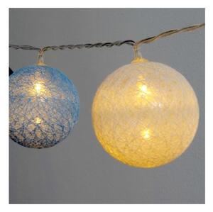 Iris Gömb alakú 6cm/színes fonott/4,5m/kék-v.kék-fehér/30db LED-es/USB-s fénydekoráció