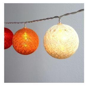 Iris Gömb alakú 6cm/színes fonott/3m/piros-narancs-meleg fehér/20db LED-es/USB-s fénydekoráció