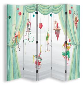 Gario Paraván Cirkuszi akrobaták és egy zöld függöny Méret: 180 x 170 cm, Kivitelezés: Klasszikus paraván