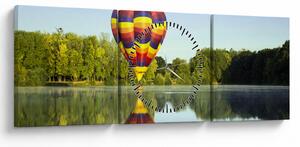 Hőlégballon a tónál képe (órával) (90x30 cm)