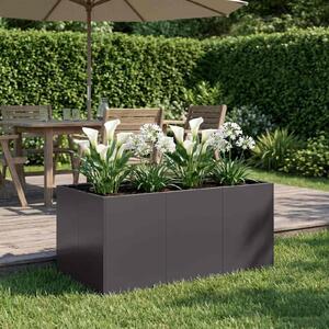 VidaXL Kerti cserép Fekete 120 x 80 x 60 cm Hidegen hengerelt acél