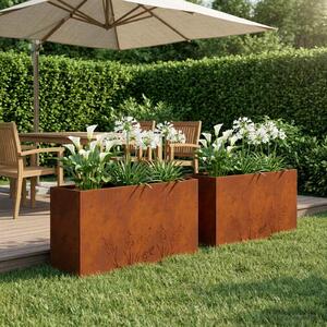 VidaXL Kerti cserép 2 db Rozsdás 100 x 30 x 49 cm Időjárásálló Acél