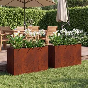 VidaXL Kerti cserép 2 db Rozsdás 80 x 20 x 49 cm Időjárásálló Acél