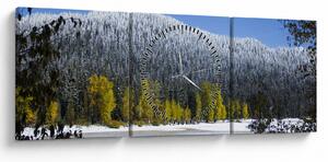 Kép - havas hegyek télen (órával) (90x30 cm)