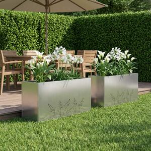 VidaXL Kerti cserép 2 db Ezüst 100 x 30 x 49 cm Rozsdamentes Acél