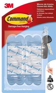 Mini műanyag akasztó, 3M "Command", 6db/bliszt