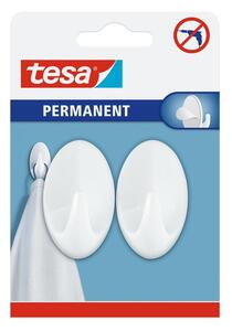 Műanyag akasztó, öntapadó, ovális, L méret, TESA, fehér, 2db/bliszt