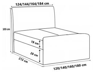 LOLA ágy matraccal és ágyráccsal - 200x200, szürke 1 + INGYENES topper