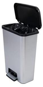 Pedálos szemetes, téglalap alakú, 50 l, CURVER "Compatta", fekete-ezüst