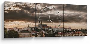 Prágai vár a félhomályban képe (órával) (90x30 cm)