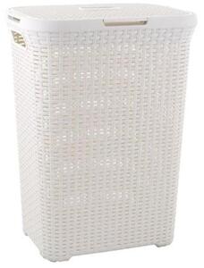 Rattan hatású szennyestartó, 60l, CURVER, törtfehér