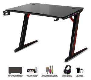 Spirit of Gamer Gamer Asztal - Headquarter 300 (MDF lap, fém lábak, fekete, RGB LED háttérvilágítás, 120 x 60 x 1,8 cm)