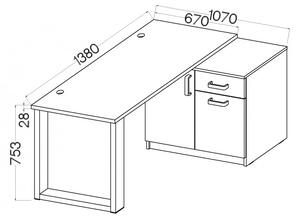 MABAKA 1 íróasztal szekrénnyel - artisan tölgy