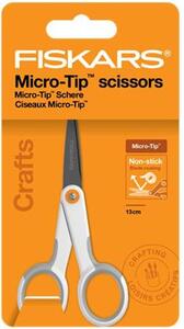 Olló, általános, tapadásmentes, 13 cm, FISKARS "MicroTip Titanium", fehér