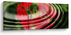 Absztrakt kép - virágok hullámokban (órával) (90x30 cm)