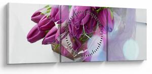 Kép - csokor tulipán (órával) (90x30 cm)