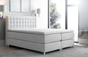 Luca magas kárpitozott boxspring ágy, szürke, 160 + ingyenes topper