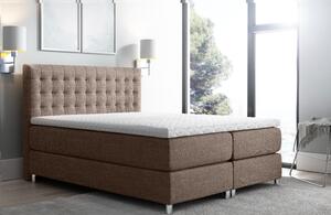 Luca magas kárpitozott boxspring ágy, barna, 180 + ingyenes topper