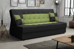 MALENA kanapé ágykiemelő szerkezettel, fekete + zöld